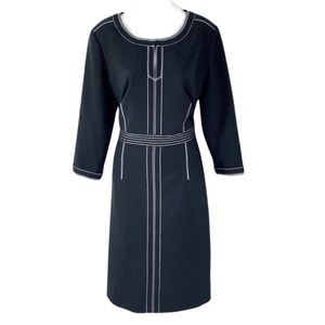 Etcetera Black dress with white contrast stitching and 3/4 sleeves